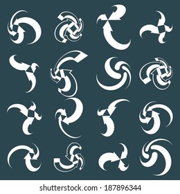 Abstract arrows vector symbols, vector graphic design template collection, single color vector 3d icon set.