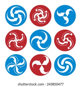 Abstract arrows vector symbols, vector graphic design template collection, 3d icons set.