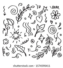 abstract arrows,ribbon and other elementsin hand drawn style for design concept and template for decoration vector