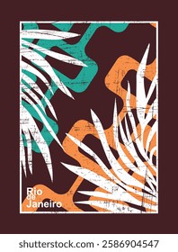 Abstract art alluding to the city of Rio de Janeiro, Brazil. Graphic style design highlighting a tropical and modern vision. Illustration for prints on t-shirts, decoration, etc.