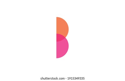 Abstract Art Alphabet Letter B Logo with Divided Circle Thin Style Font Vector
