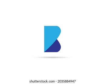 abstract art alphabet letter b logo with two triangles with cyan and navy blue color