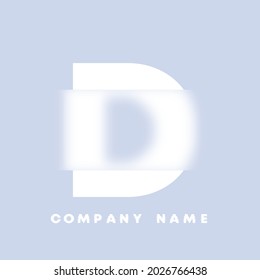 Abstract art alphabet letter D logo. Glassmorphism . Blurry style font, typography design, alphabet letters and numbers. Defocus font design, focused and defocused style alphabet. Vector illustration