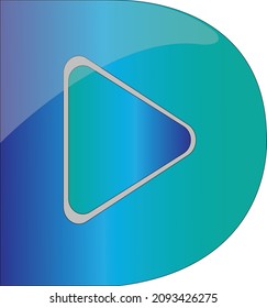 Abstract Art Alphabet Letter D Logo and Icon in Vector Format with Play Button Inside