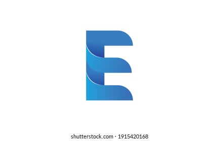 abstract art alphabet letter e logo with curves style, capital e bold font style vector template