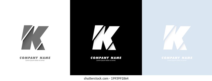 Abstract art alphabet letter K logo. Broken design. Vector EPS 10. Isolated on white background.