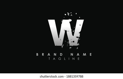 abstract art alphabet letter w logo with steel color shade