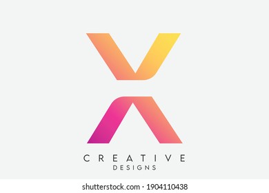 Abstract Art Alphabet Letter X Logo. X Colorful Modern Letter Icon Design. Gradient Color. Abstract Elegant Curve Shaped letter X with Purple, Pink and Yellow Gradient. Vector Illustration.
