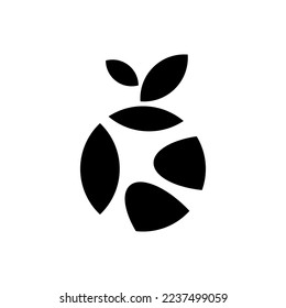 abstract art apple fruit logo vector design in black and white colors