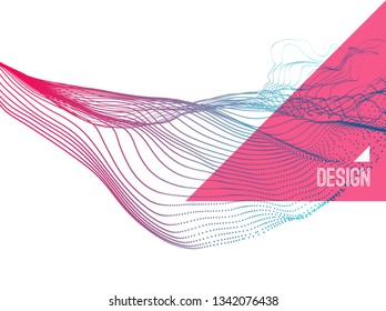Abstract art. Array with dynamic emitted particles. Water splash imitation. Modern science and technology background. Vector illustration.