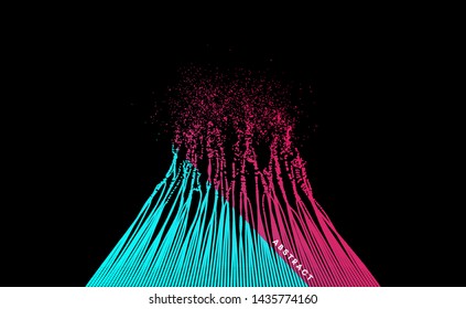 Abstract art. Array with dynamic emitted particles. Water splash imitation. Modern science and technology background. Vector illustration.