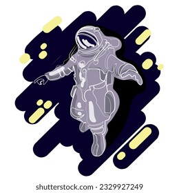 Abstract art astronaut in space. Astronaut Line art drawing.Print,icon emblem design.Vector space wireframe concept vector illustration