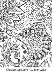 Abstract art for background, adult coloring book, coloring page with the size 8.5x11 inches. Vector illustration.