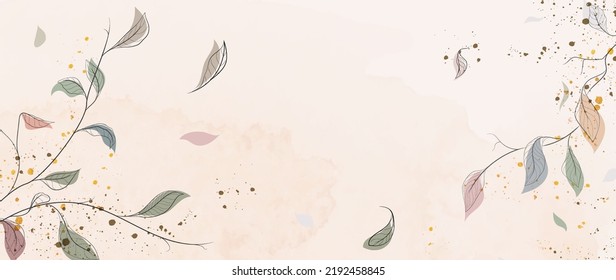 Abstract art background with autumn tree leaves. Botanical banner for design decoration, print, fabric, invitations, wallpaper.