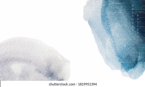 Abstract art background with blue watercolor texture vector. Japanese wave pattern with brush stroke banner in Asian style.