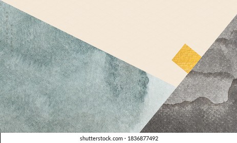 Abstract art background with blue watercolor texture vector. Japanese wave pattern with brush stroke banner in Asian style.