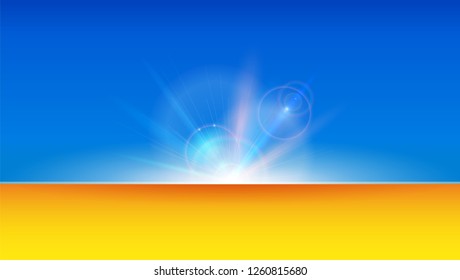 Abstract art background with blurred rays and beams. Use for invitations, placards, covers, leaflets. Defocused glare effect, soft focus. Vector 3d illustration on yellow and blue color.