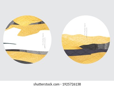 Abstract art background with contemporary art template vector. Gold and black texture icons in vintage style.