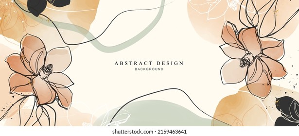 Abstract art background creative. flowers and botanical line art wallpaper. Brush style. painting for postcard, wall decor, print, card, wallpaper, background. vector design.