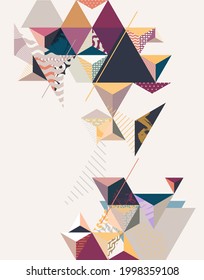 Abstract art background with decoration triangles. Colorful graphic geometric shapes.