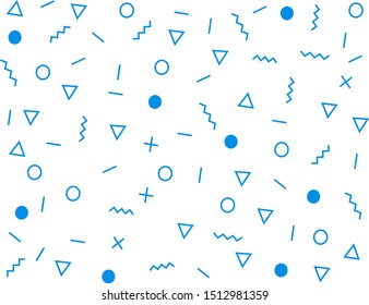 Abstract art background. Different geometric shapes pattern memphis design.