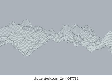 Fundo de arte abstrata com ondas lineares pretas finas criando uma ilusão de turbulência no espaço digital