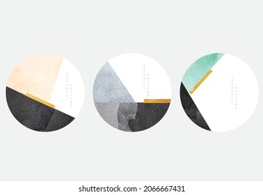 Resumen de fondo artístico con vector de elemento geométrico. Plantilla de textura acuarela con forma de círculo en estilo vintage. 