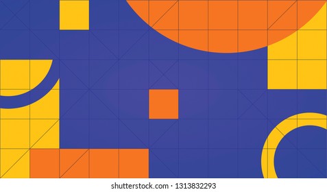 Abstract art background with geometric elements. Abstract geometric background. Linear grid with geometric shapes, squares, circles. Vector - Векторная графика