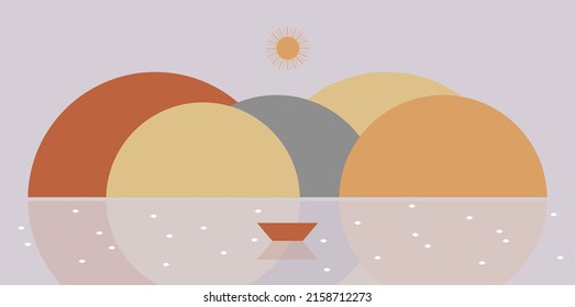 Abstract art background with geometric form vector. Art poster design. landscape collection