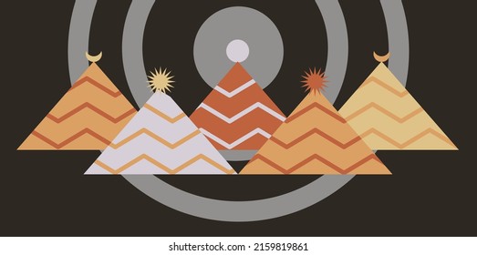 Abstract art background with geometric form vector. Art poster design. landscape collection