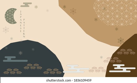 Abstract art background with geometric pattern texture vector. Japanese wave banner in Asian style.