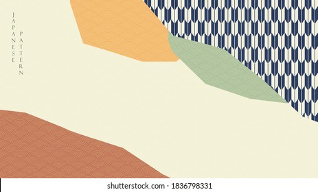 Abstract art background with geometric pattern vector. Japanese wave pattern with Art mountain Asian style.