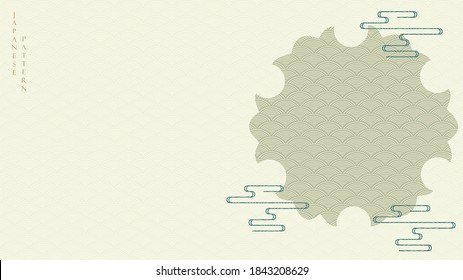 Abstract art background with geometric pattern vector. Japanese wave pattern with Art mountain Asian style.