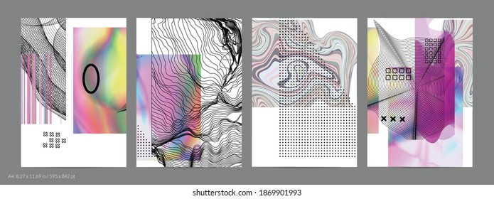 Resumen de fondo artístico con elementos geométricos de ciencia ficción. Tecnología ciberpunk de alta tecnología de realidad virtual. Modelos científicos generados por computadora con holograma. Plantilla moderna de volante gótico.