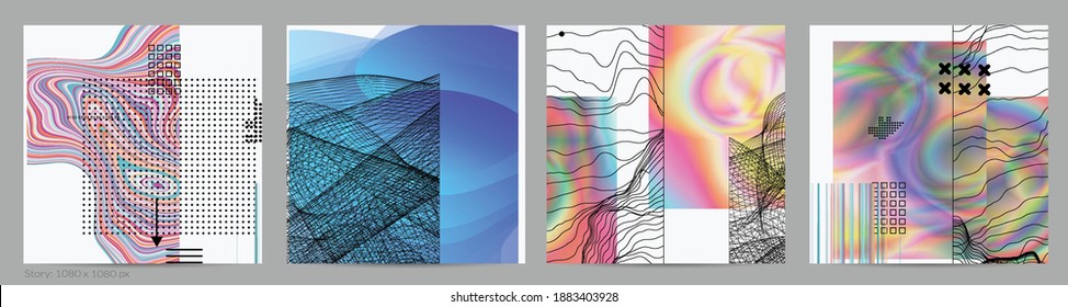 Resumen de fondo artístico con elementos geométricos de ciencia ficción. Tecnología ciberpunk de alta tecnología de realidad virtual. Modelos científicos generados por computadora con holograma. Plantilla de publicación de medios sociales góticos modernos.