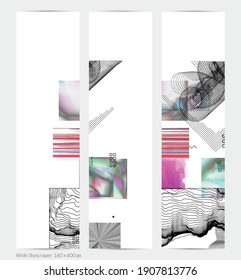 Abstract art background with geometric sci-fi elements. High-tech cyberpunk technology of virtual reality. Computer generated science models with hologram. Modern Gothic web banner template.