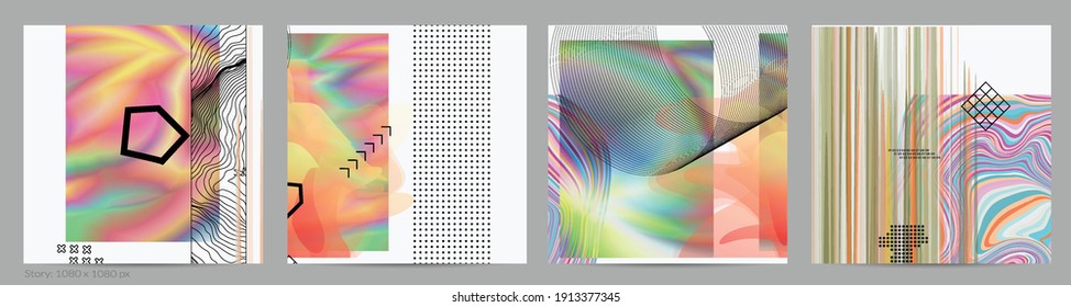 Abstract art background with geometric sci-fi elements. High-tech cyberpunk virtual reality technology concept. Computer generated science models with holograms. Modern Gothic social media post template.