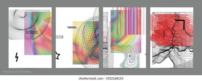 Abstract art background with geometric sci-fi elements. High-tech cyberpunk technology of virtual reality. Computer generated science models with hologram. Modern Gothic flyer template.