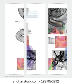 Abstract art background with geometric sci-fi elements. High-tech cyberpunk technology of virtual reality. Computer generated science models with hologram. Modern Gothic web banner template.