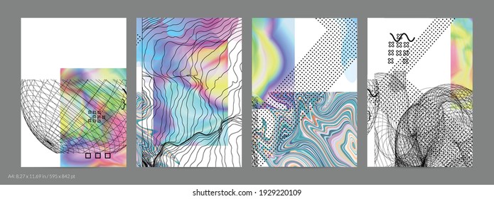 Abstract art background with geometric sci-fi elements. High-tech cyberpunk technology of virtual reality. Computer generated science models with hologram. Modern Gothic flyer template.