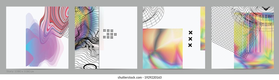 Abstract art background with geometric sci-fi elements. High-tech cyberpunk technology of virtual reality. Computer generated science models with hologram. Modern Gothic social media post template.