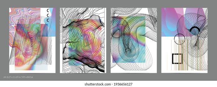 Abstrakter Kunsthintergrund mit geometrischen Science-Fiction-Elementen. Hightech-Cyberpunk-Technologie der virtuellen Realität. Computer generierten Wissenschaftsmodelle mit Hologramm. Moderne gotische Flugschablone.