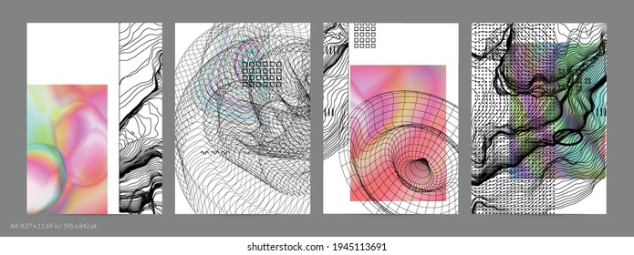 Abstract art background with geometric sci-fi elements. High-tech cyberpunk technology of virtual reality. Computer generated science models with hologram. Modern Gothic flyer template.