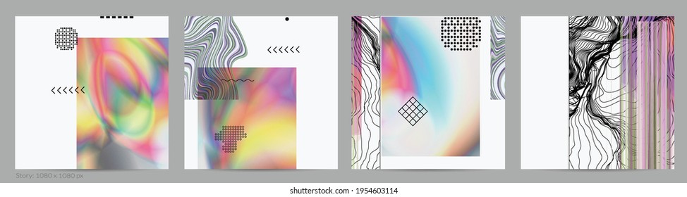 Abstract art background with geometric sci-fi elements. High-tech cyberpunk technology of virtual reality. Computer generated science models with hologram. Modern Gothic social media post template.