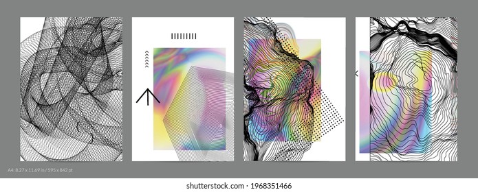 Abstract art background with geometric sci-fi elements. High-tech cyberpunk technology of virtual reality. Computer generated science models with hologram. Modern Gothic flyer template.