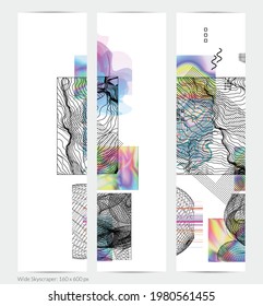 Abstract art background with geometric sci-fi elements. High-tech cyberpunk technology of virtual reality. Computer generated science models with hologram. Modern Gothic web banner template.