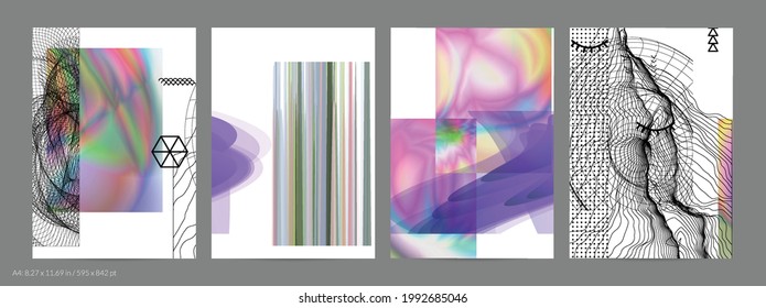 Abstract art background with geometric sci-fi elements. High-tech cyberpunk technology of virtual reality. Computer generated science models with hologram. Modern Gothic flyer template.