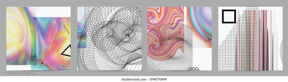 Abstract art background with geometric sci-fi elements. High-tech cyberpunk technology of virtual reality. Computer generated science models with hologram. Modern Gothic social media post template.