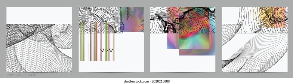 Abstract art background with geometric sci-fi elements. High-tech cyberpunk technology of virtual reality. Computer generated science models with hologram. Modern Gothic social media post template.