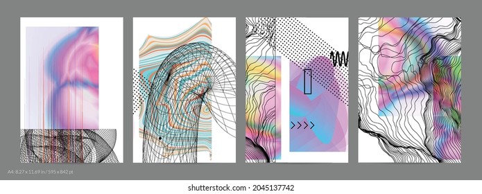Abstract art background with geometric sci-fi elements. High-tech cyberpunk technology of virtual reality. Computer generated science models with hologram. Modern Gothic flyer template.